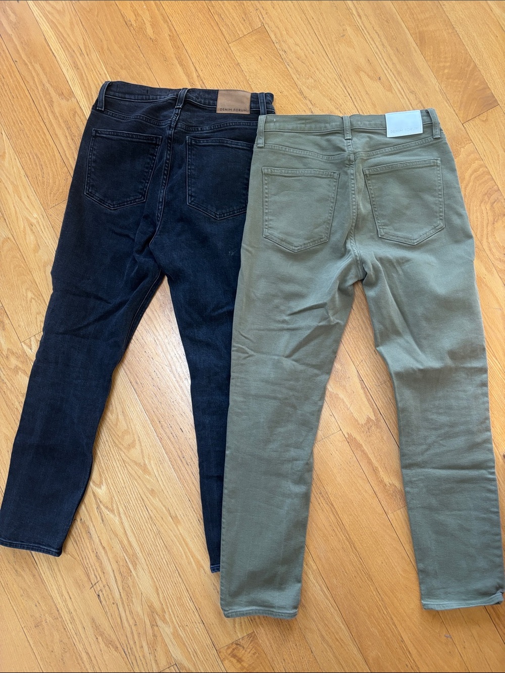 Denim Forum Straight Leg Jeans in Black and Olive